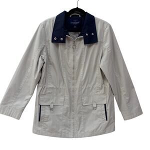 Mackintosh New England Barn Jacket Womens Medium Full Zip Beige Chore Coat 2011